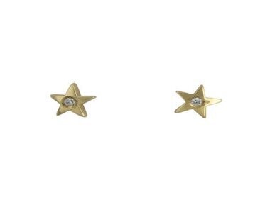 9ct Yellow Gold CZ Petite Star Earrings