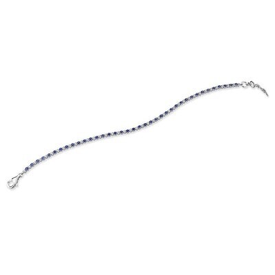 18ct White Gold Blue Sapphire Diamond Tennis Bracelet