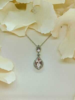 18ct White Gold Morganite Diamond Necklace