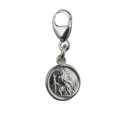 Sterling Silver Clip-On St Christopher Pendant 8mm