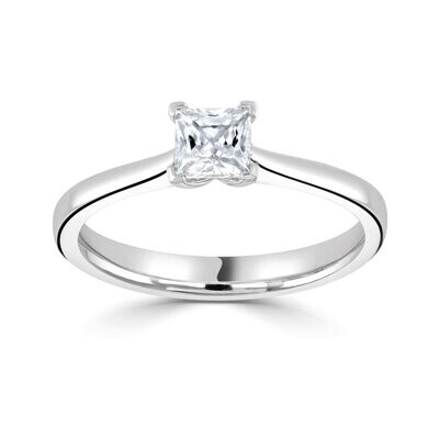 Platinum Diamond Solitaire Princess Cut Ring 0.32ct