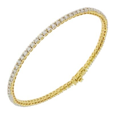 9ct Yellow Gold Diamond Tennis Bracelet 1.00ct