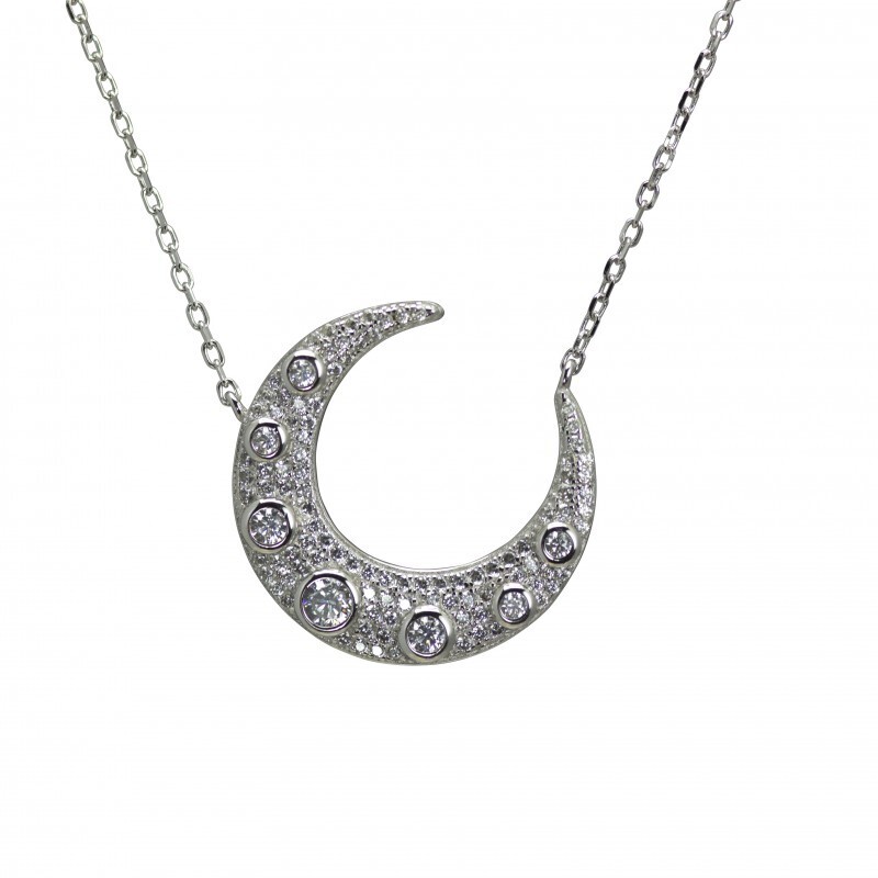 Moon natural stone necklace, celestial jewelry, crescent moon necklace –  jillmakes
