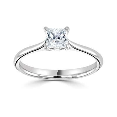 Platinum Diamond Solitaire Princess Cut Ring 0.71ct