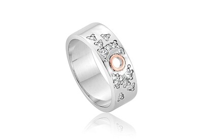 Clogau Gold Sterling Silver Cariad Sparkle Wide Band Ring SALE