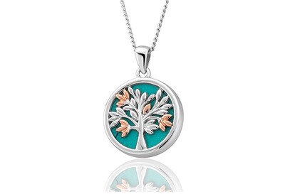 Clogau Gold Sterling Silver Tree of Life Turquoise Pendant SALE