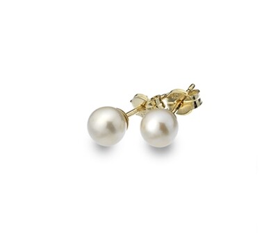 9ct Yellow Gold White Pearl Stud Earrings 5mm