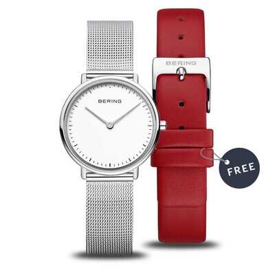 Bering Ultra Slim Silver Watch & Strap Gift Set