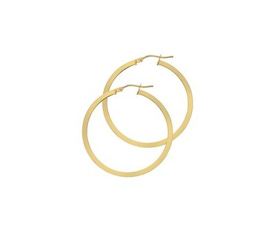 9ct Yellow Gold 30mm Square Profile Hoop Earrings