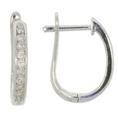 9ct White Gold Diamond Hoop Earrings 0.16ct