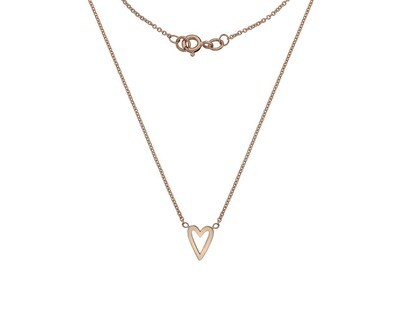 9ct Rose Gold Elongated Heart Necklace 18"