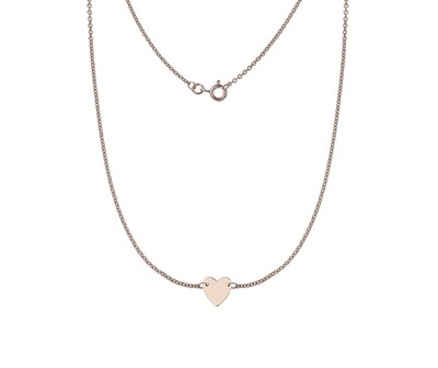 9ct Rose Gold Flat Heart Necklace 18"