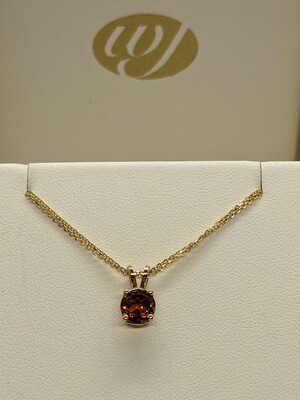 9ct Yellow Gold Amber Round Faceted Pendant