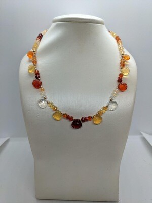 9ct Yellow Gold Fire Opal Briolette Necklace