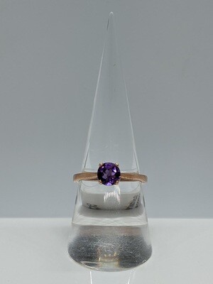 9ct Rose Gold Solitaire Amethyst Ring