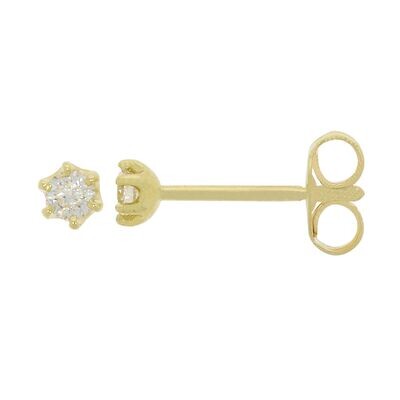 9ct Yellow Gold Diamond Six Claw Stud Earrings 0.15ct