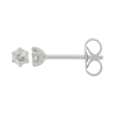 9ct White Gold Diamond Six Claw Stud Earrings 0.25ct