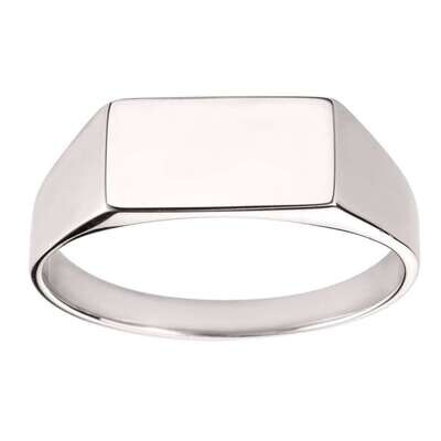 9ct White Gold Rectangle Top Signet Ring