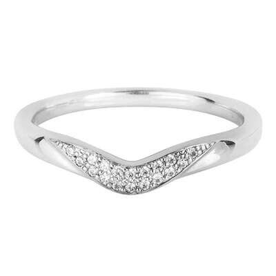 18ct White Gold Diamond Shaped Wedding Ring
