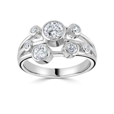 Platinum Diamond Brilliant Cut 7 Stone Dress Ring 0.75ct