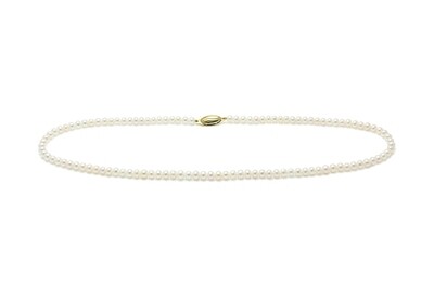 9ct Yellow Gold River Pearl Row Necklace 4-4.5mm