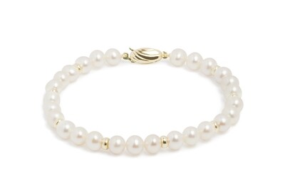 9ct Yellow Gold River Pearl & Bead Bracelet 6-6.5mm