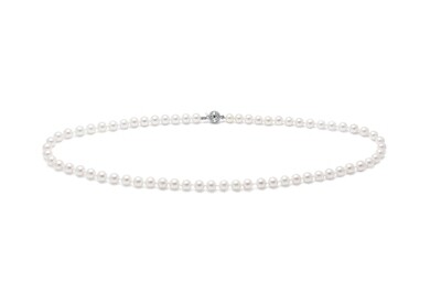 9ct White Gold Akoya Pearl Row Necklace 7-7.5mm