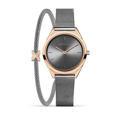 Bering Classic Grey Watch & Bracelet Gift Set
