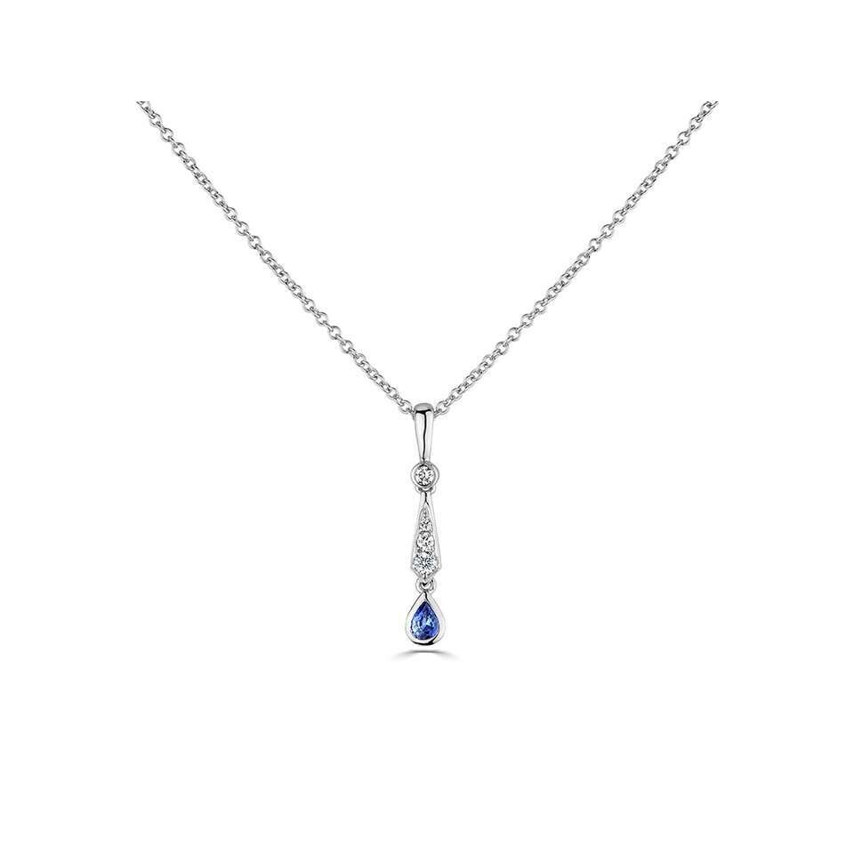 18ct White Gold Sapphire and Diamond Bijou Kite Necklace