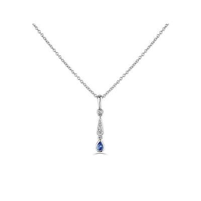 18ct White Gold Sapphire and Diamond Bijou Kite Necklace