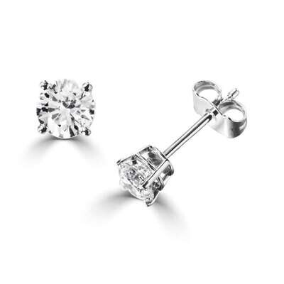 18ct White Gold Diamond Four Claw Stud Earrings 0.15ct
