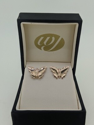 9ct Rose Gold Butterfly Stud Earrings