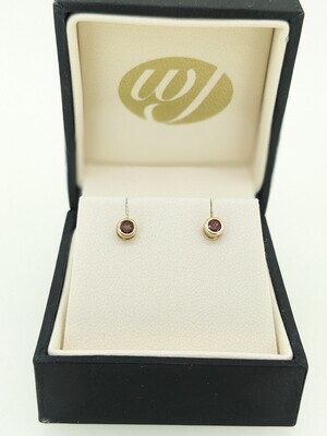 9ct Gold Garnet Bezel Set Stud Earrings