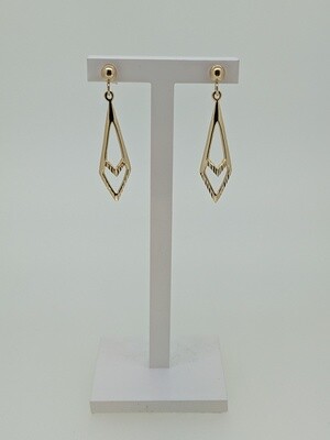 9ct Yellow Gold Open Pointed Drop Earrings