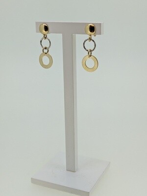 9ct Yellow and White Gold Circles Drop Earrings