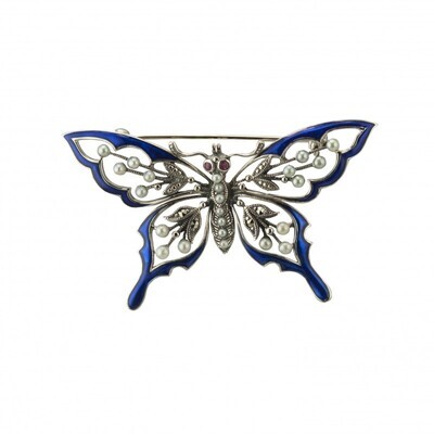 Vintage Design Sterling Silver Marcasite Butterfly Brooch
