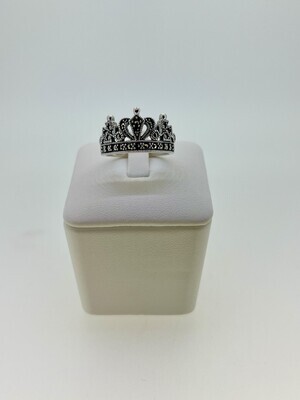 Vintage Design Sterling Silver Marcasite Crown Ring