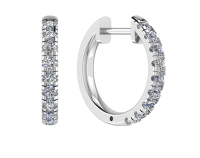 18ct White Gold Diamond Huggie Hoop Earrings 0.33ct