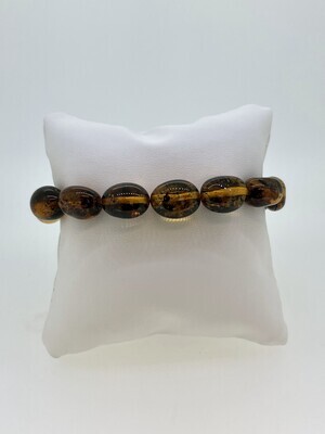 Natural Golden Amber Stretch Bead Bracelet