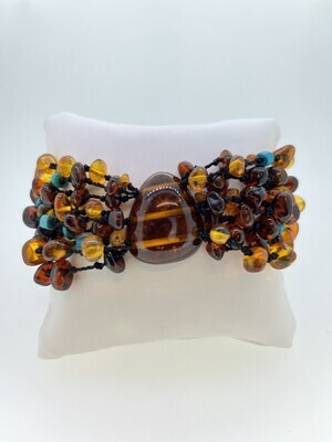 Natural Golden Amber Turquoise Bead Bracelet