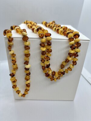 Natural Amber Extra Long Bead Necklace