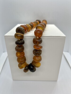 Sterling Silver Natural Frosted Amber Graduated Necklace