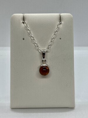 Sterling Silver Natural Amber Bead Pendant