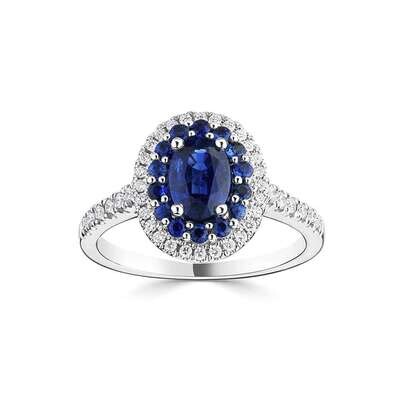 18ct White Gold Anthology Colour Pop Sapphire Double Halo Ring