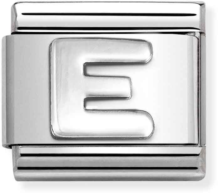Nomination Classic Silver Letter E, Stainless Steel with Sterling Silver