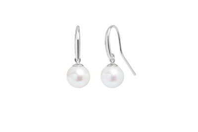 9ct White Gold River Pearl Drop Earrings 8-8.5mm