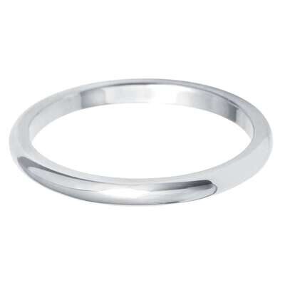 Sterling Silver 2mm D-Shape Plain Band Ring