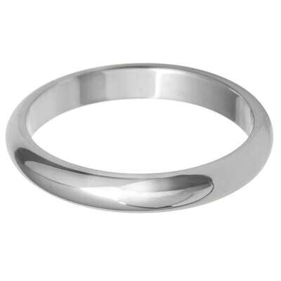 Sterling Silver 3mm D-Shape Plain Band Ring