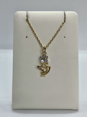 Sterling Silver Gold Plated Bird Tanzanite Pearl Necklace