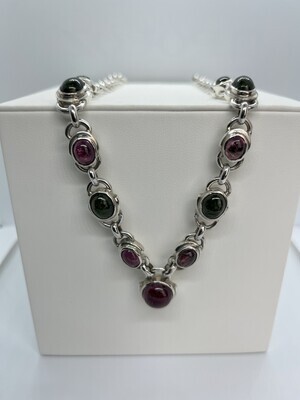 Sterling Silver Watermelon Tourmaline Necklace